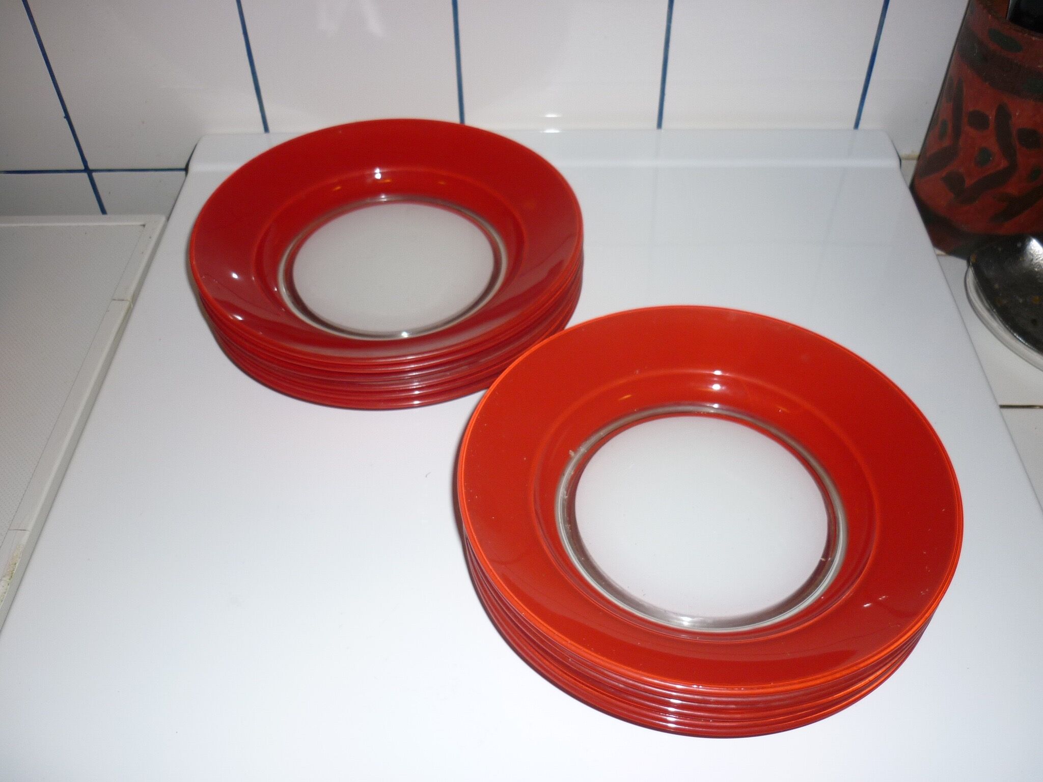 Lot de 6 assiettes creuses rouge Duralex