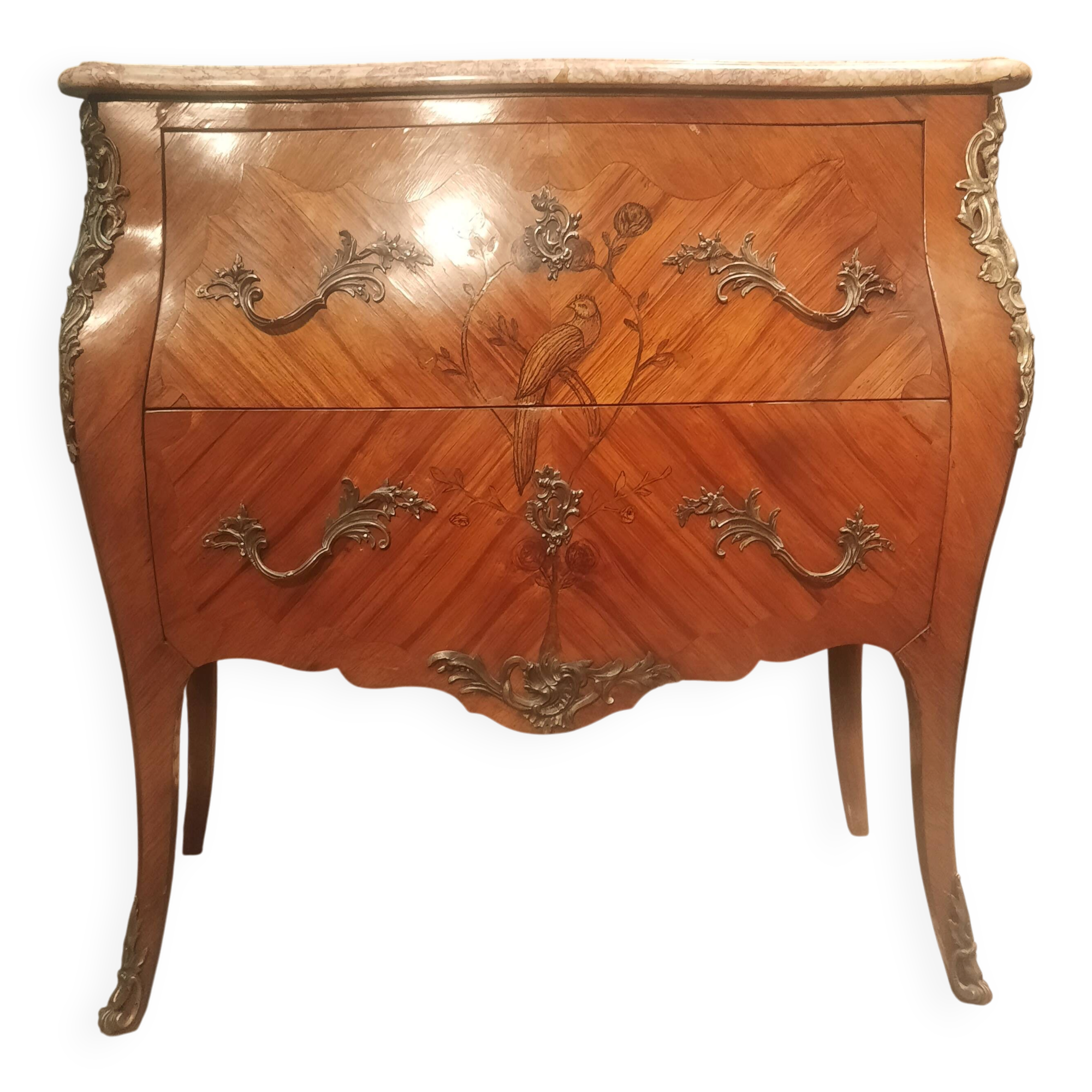 Louis XV style marquetry chest of drawers