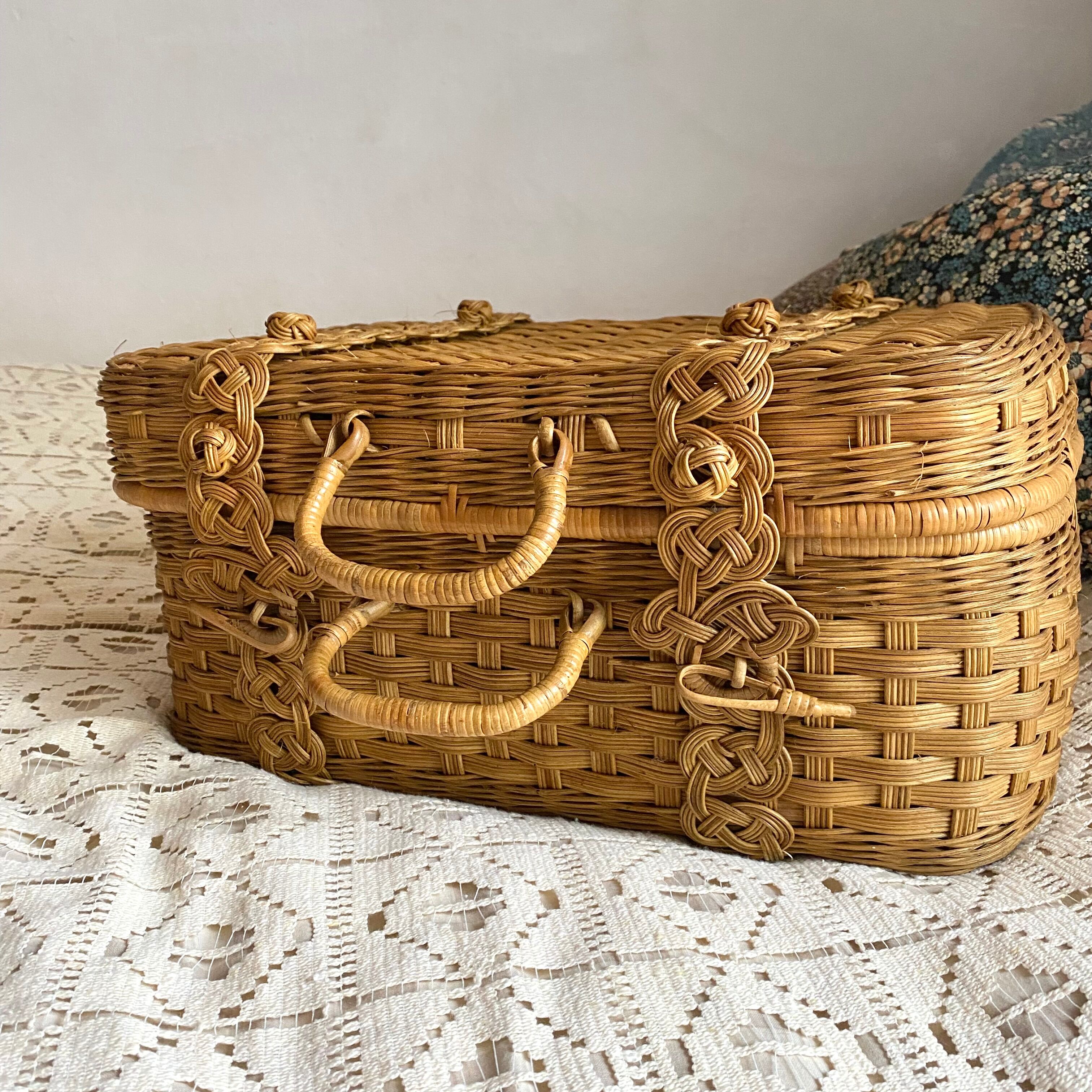 Vintage rattan suitcase