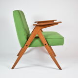 Fauteuil bunny, restauré, tissu vert, années 1960