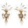 A pair of 1950s wall sconces in gold leaf metal.
