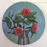 Peinture huile, bouquet de roses