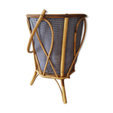 Worker sewing box rattan wicker vichy blue fabric