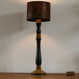 Turned wooden lamp, green and gold