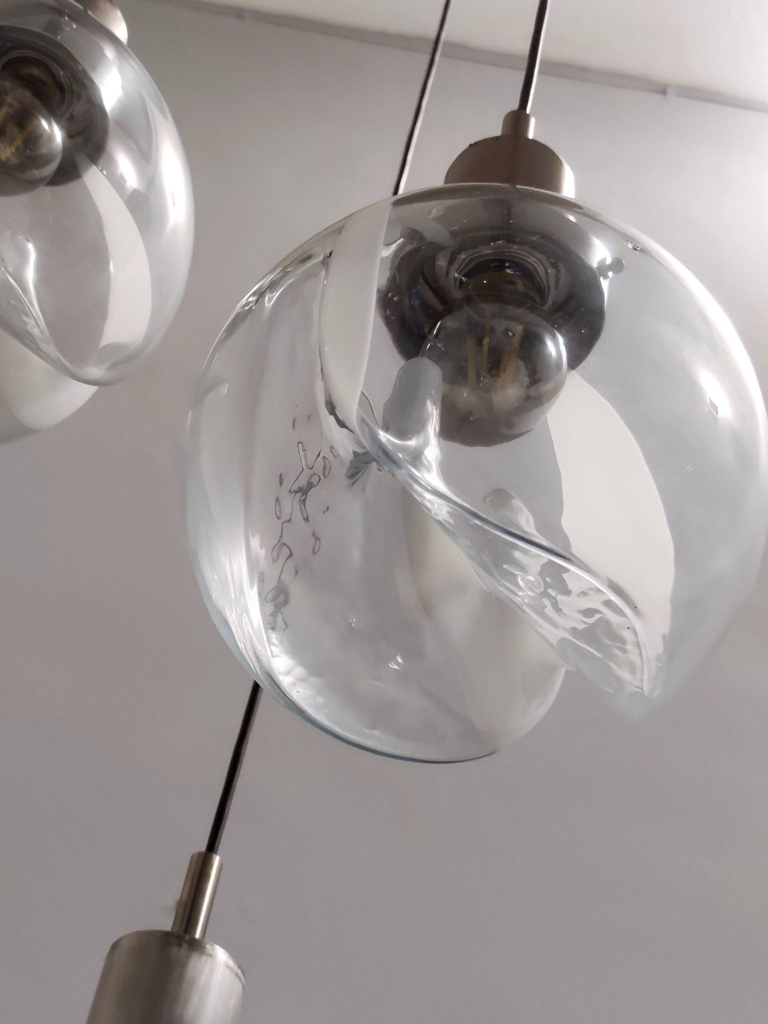 Murano Glass and Varnished Metal 3-Light Pendant by Toni Zuccheri for Venini