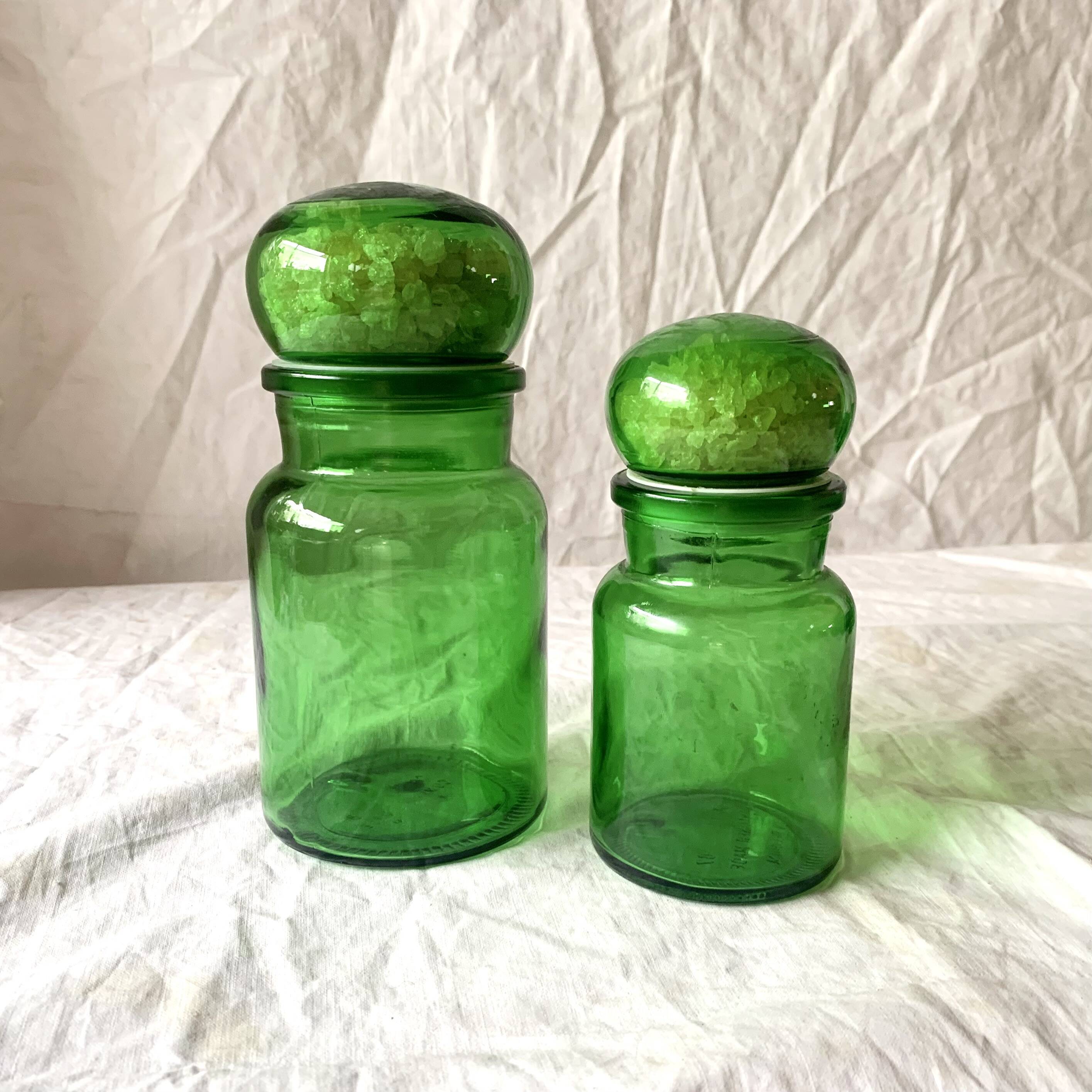 Lot de 6 pots d'apothicaire en verre