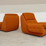 Complete orange salon JITONA in Atlantis Space Age style from the 1970s.