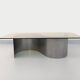 Vintage rectangular Space Age coffee table in steel and smoked glass.