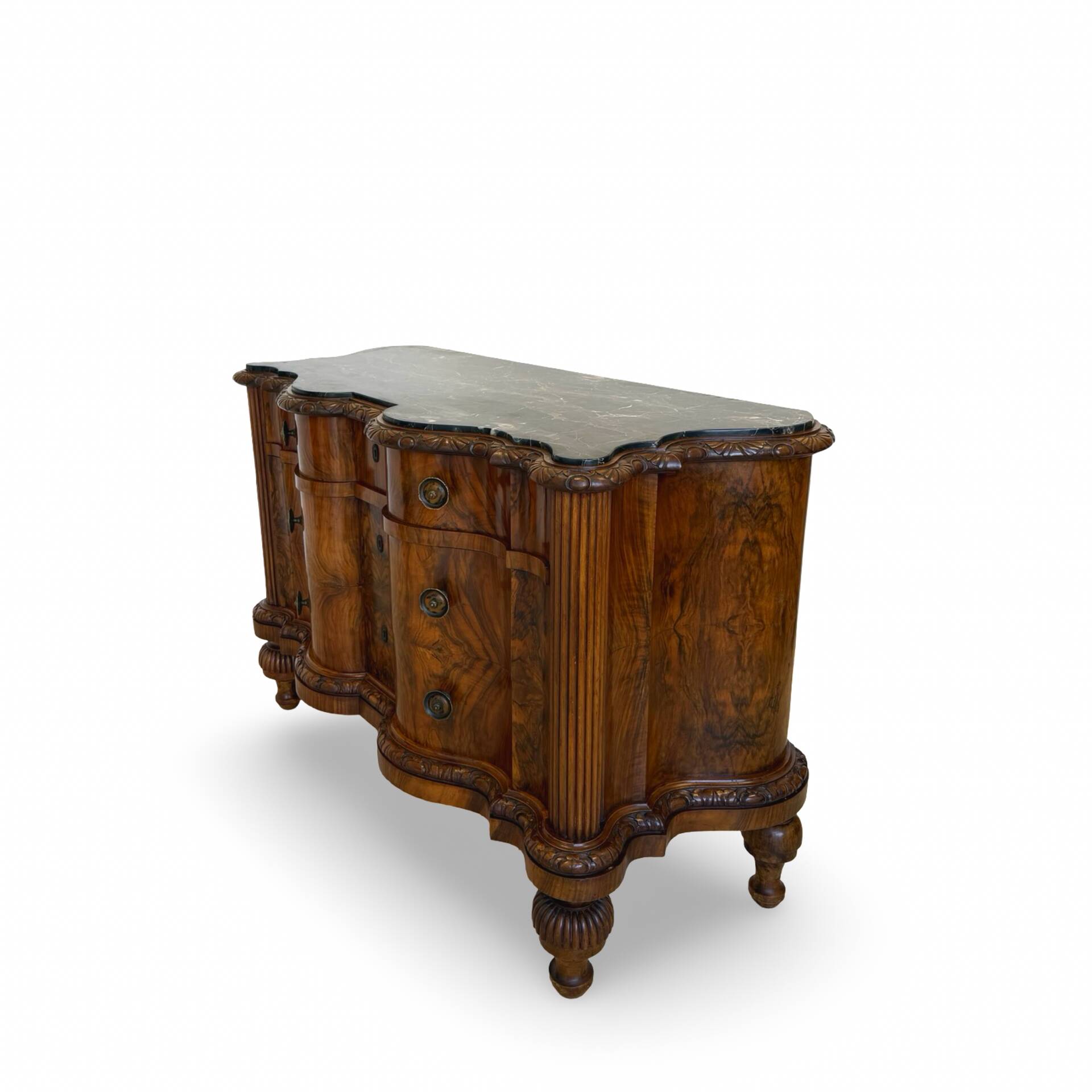 antique walnut serpentine commode
