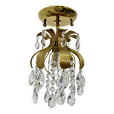 Palwa crystal flush mount by Ernst Palme, brass pineapple, 1960s, Germany