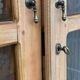 Parisian wardrobe in raw wood with engraved glass from 1920.