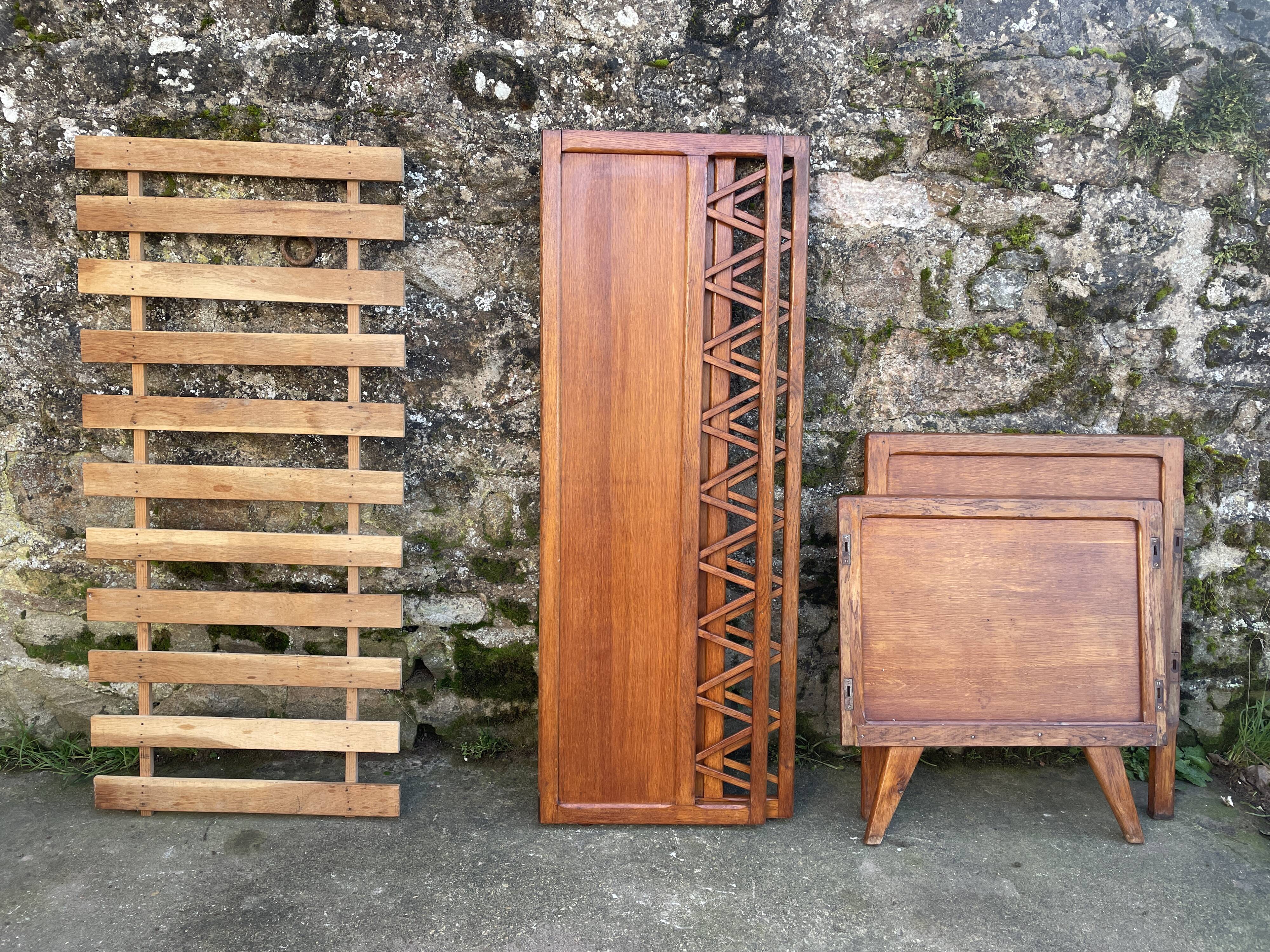 Handmade children's bed with compass feet 1950