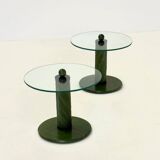 Italian side tables with bamboo base and glass top