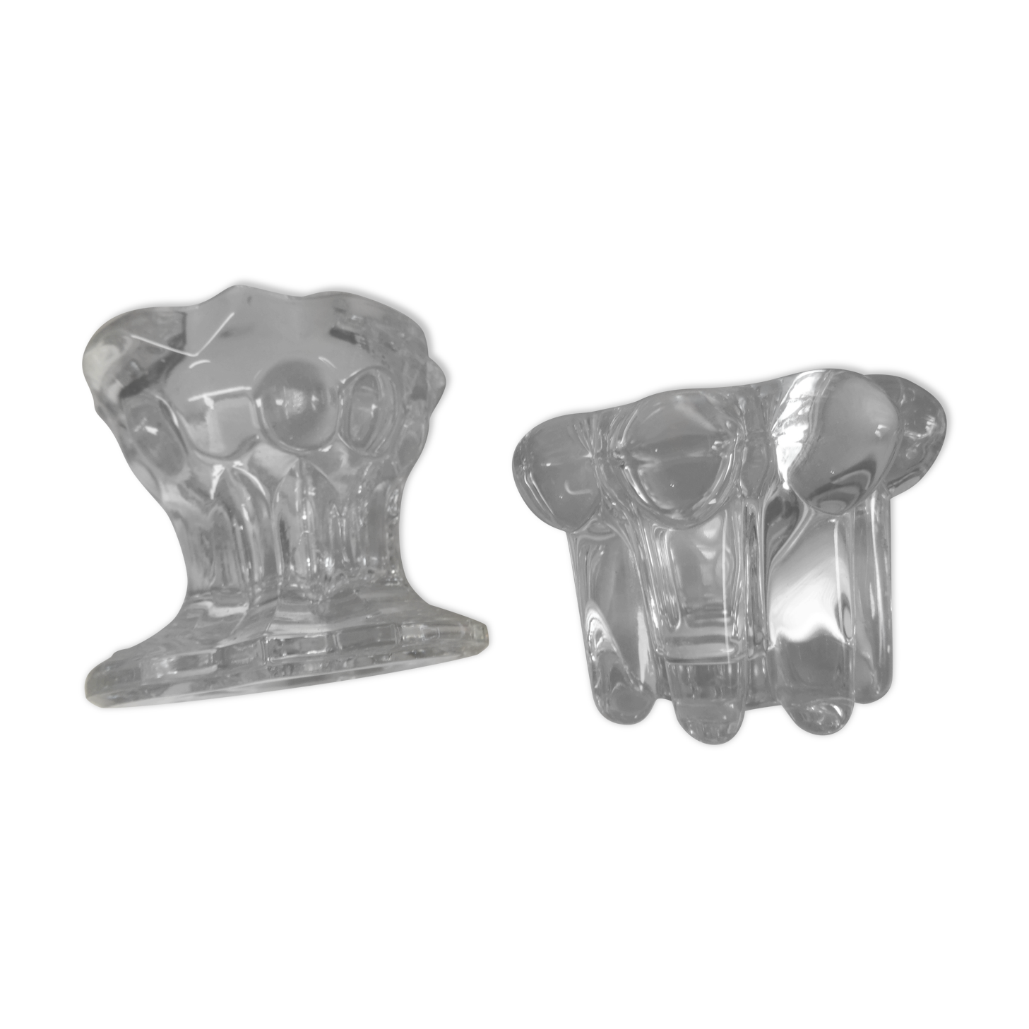 Set of 2 glass candle holders