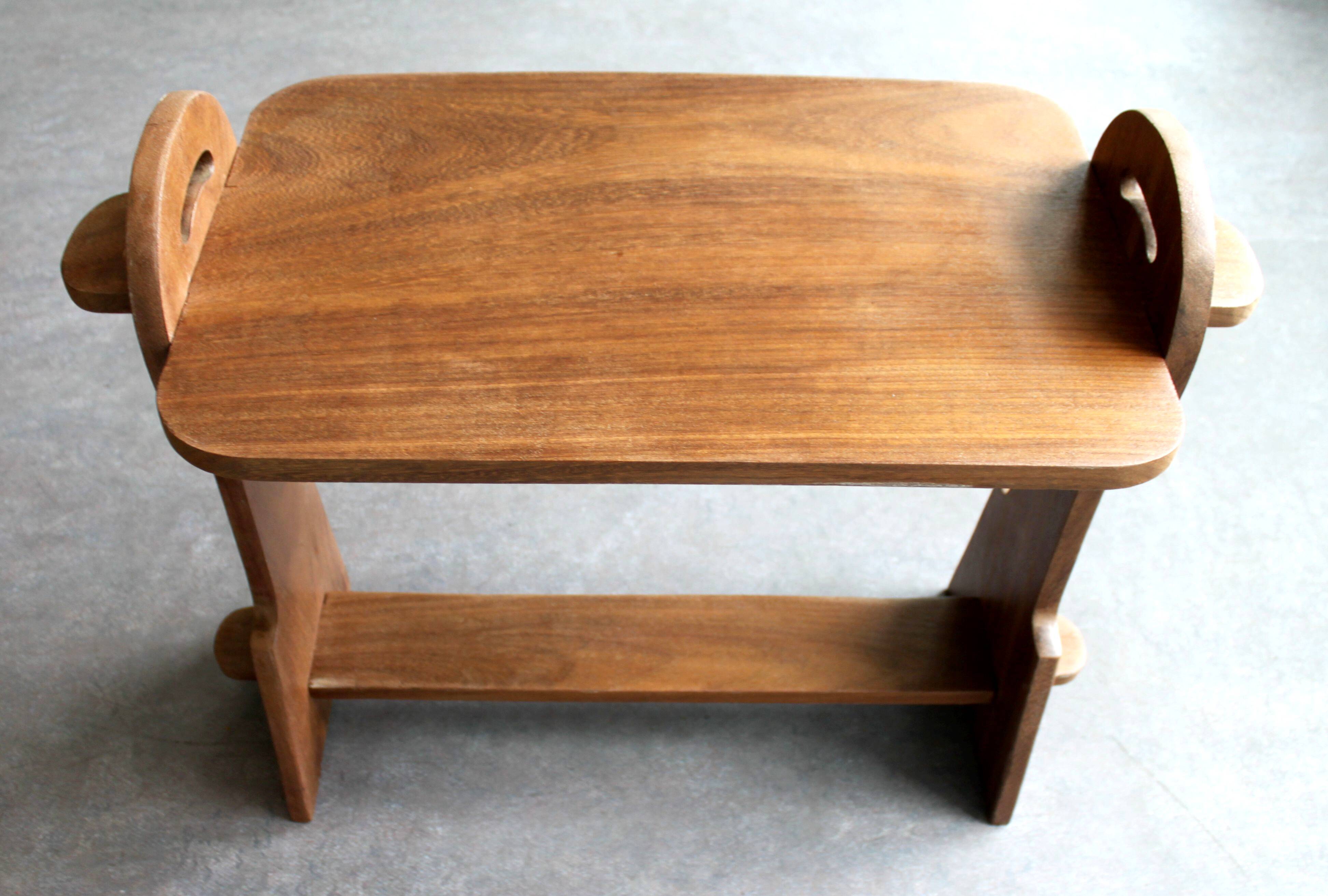 Brutalist side table in exotic wood, 50s.