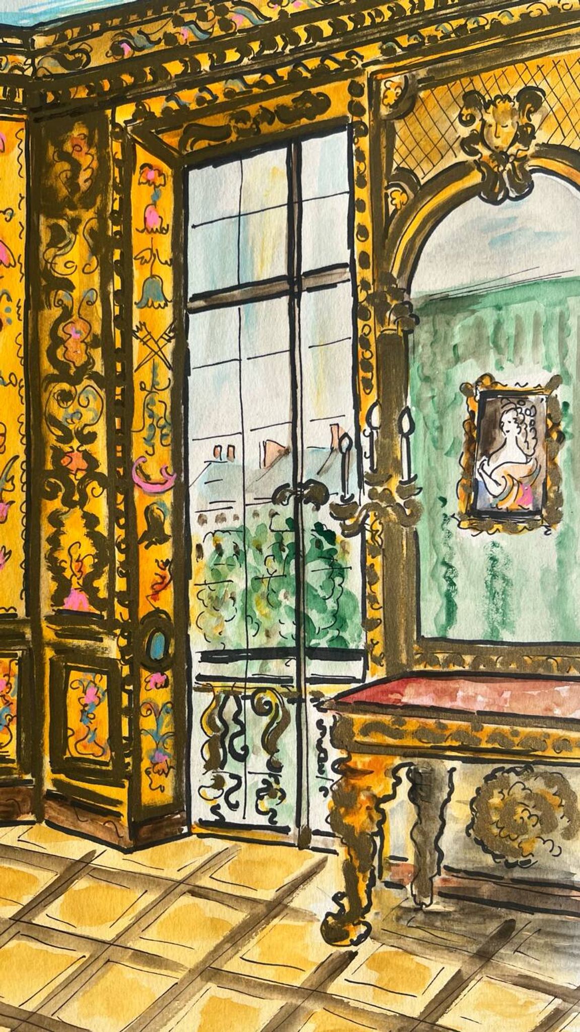 Painted interior scene
