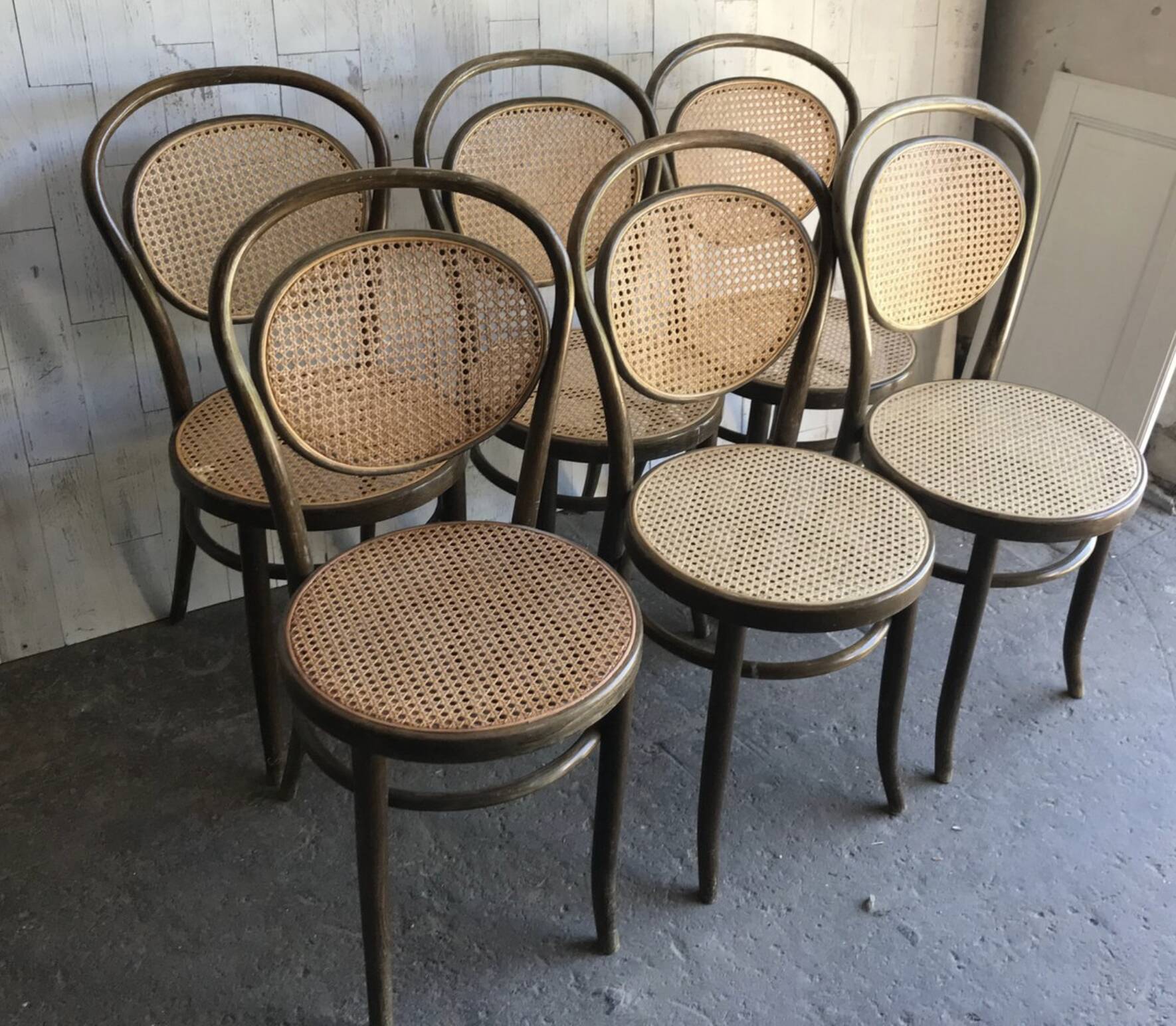 Dining Chairs in Wood Cane, Germany, 1960s, Set of 6