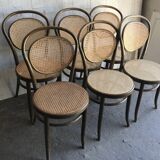 Dining Chairs in Wood Cane, Germany, 1960s, Set of 6