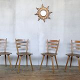 Series of 4 Scandinavian chairs or vintage wooden bistro