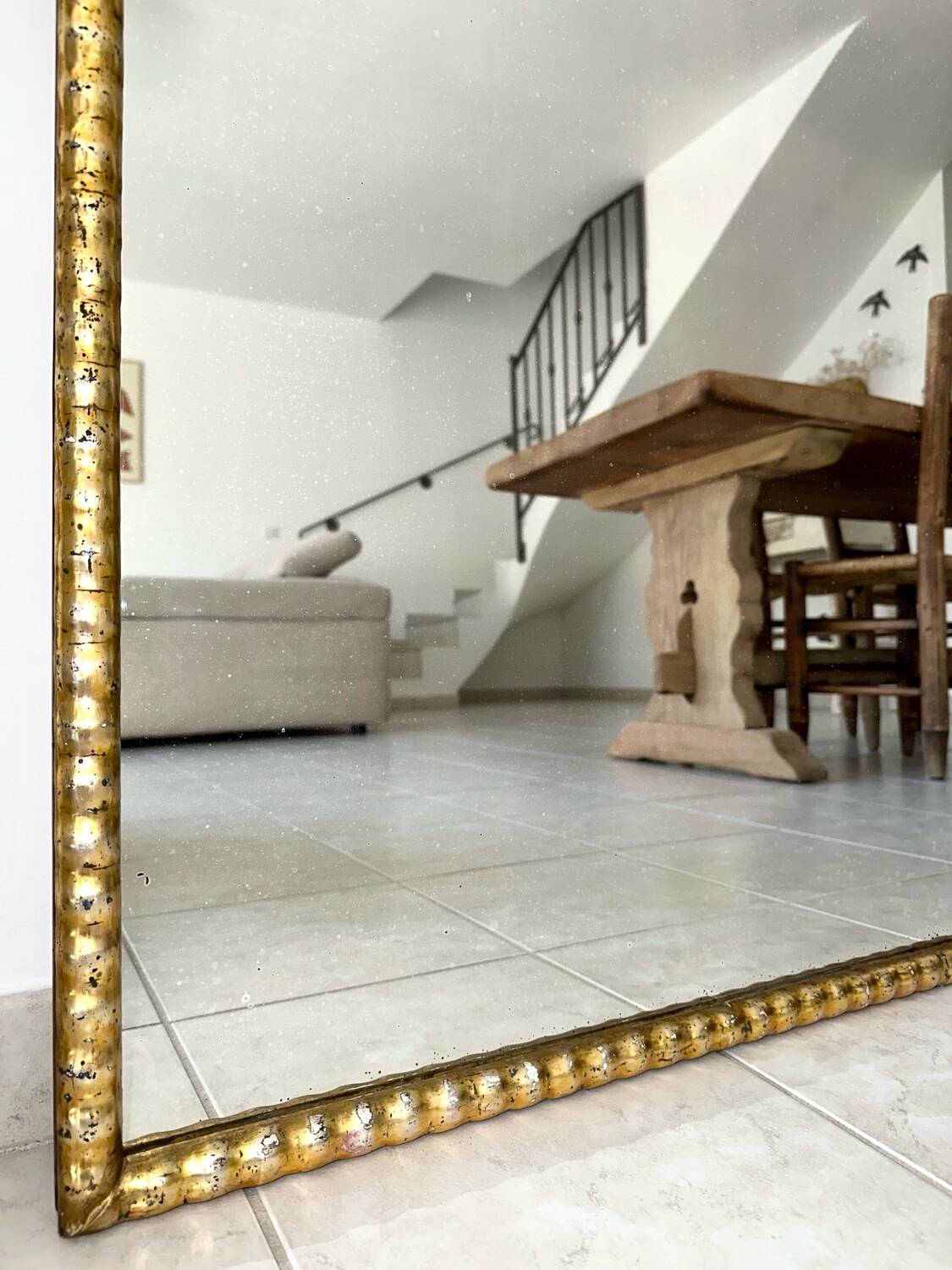 Antique silver leaf mirror, 19th century