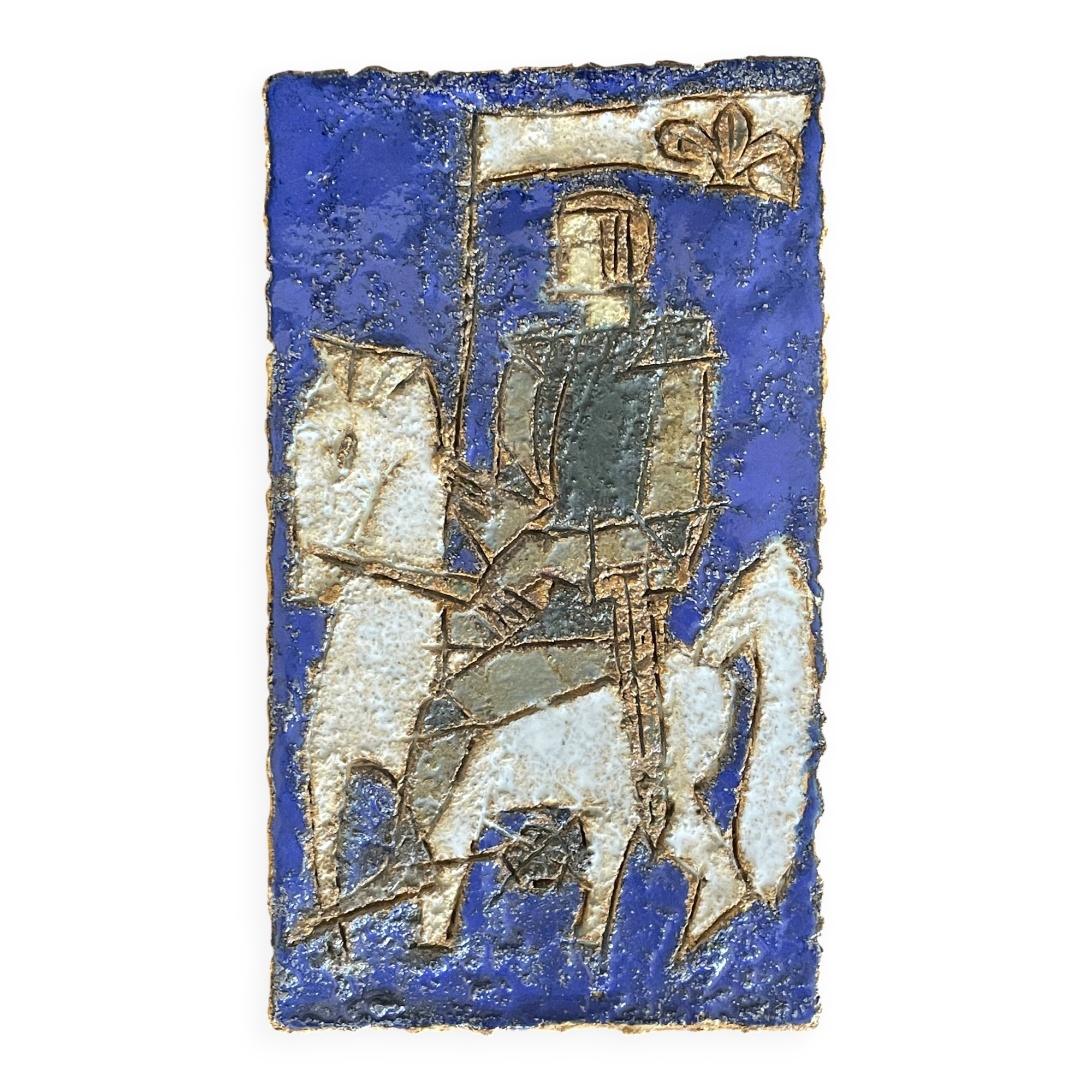 Wall plaque in ceramic by Isabelle Ferlay, Atelier les Argonautes, 1960