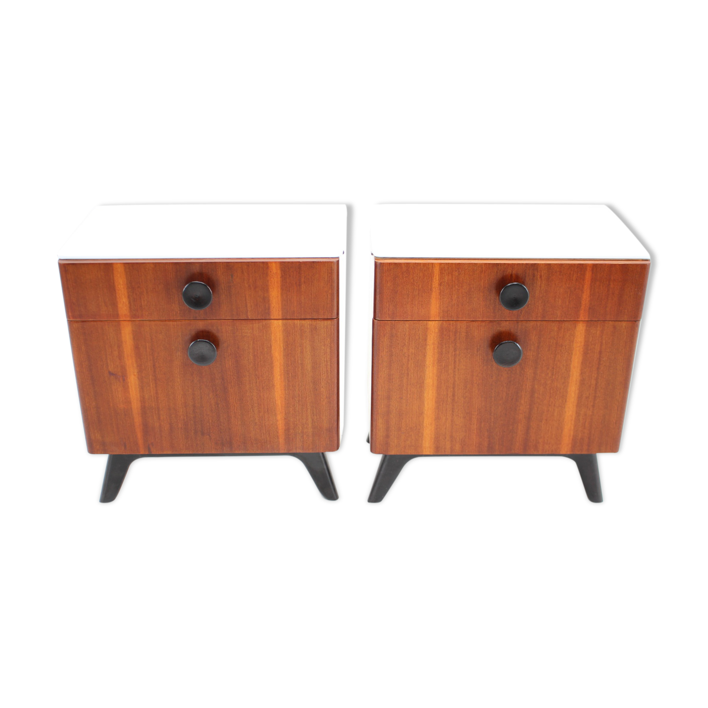 1950s Jindrich Halabala Mahogany Bedside tables ,Czechoslovakia