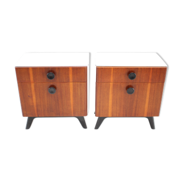 1950s Jindrich Halabala Mahogany Bedside tables ,Czechoslovakia