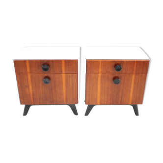 1950s Jindrich Halabala Mahogany Bedside tables ,Czechoslovakia