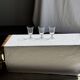 Set of 3 vintage stemmed glasses in clear glass H14 D10