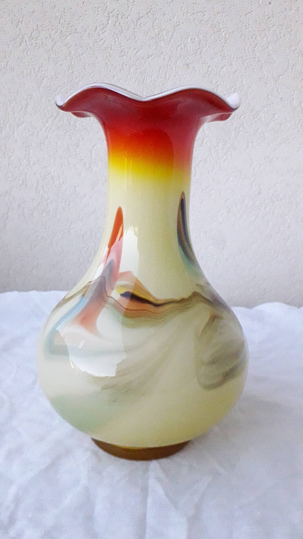 Multicolored glass vase