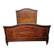 François Linke (1855-1943), marquetry veneered wooden bed in Louis XVI style