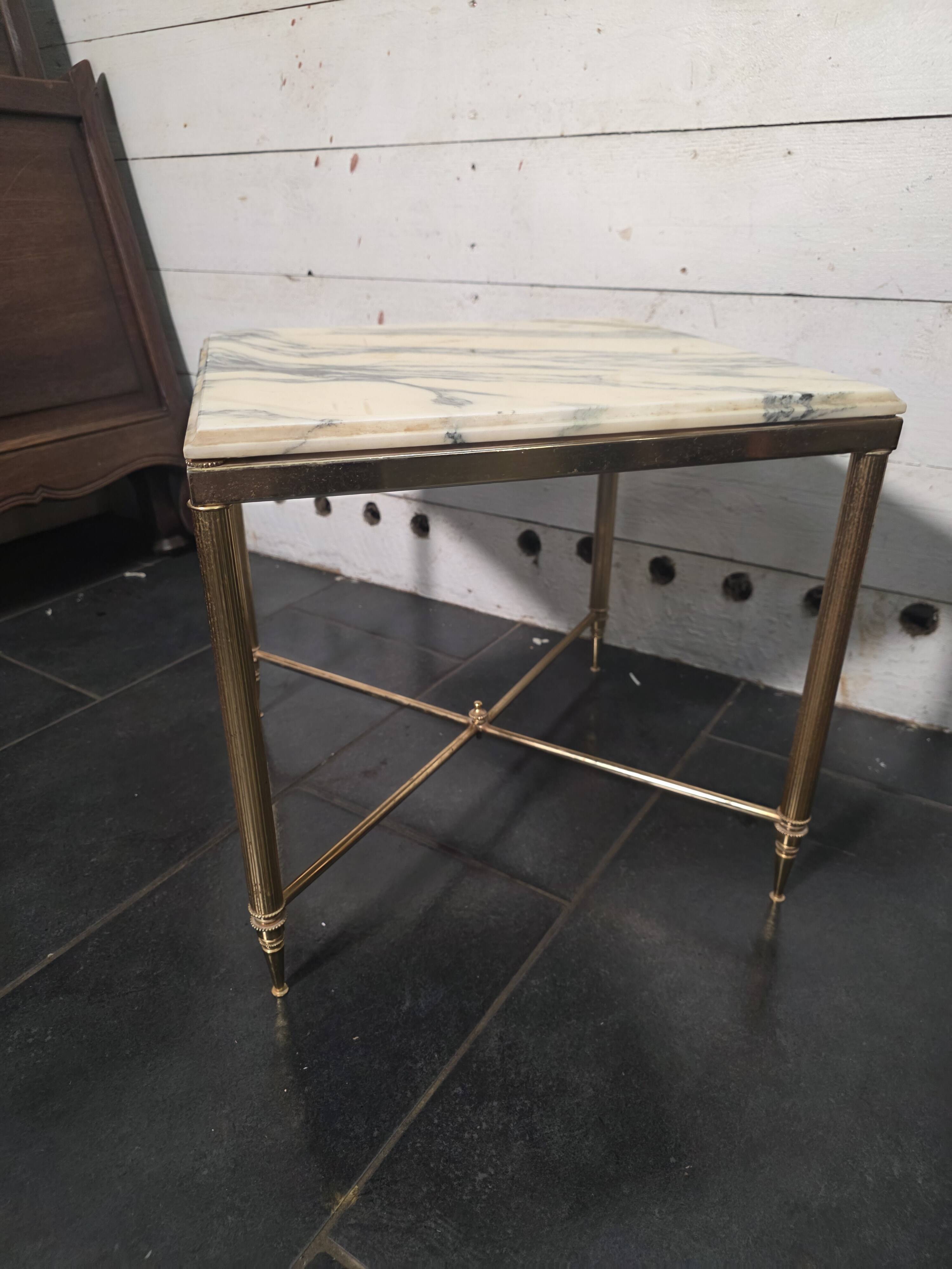 1960s brass and marble side table