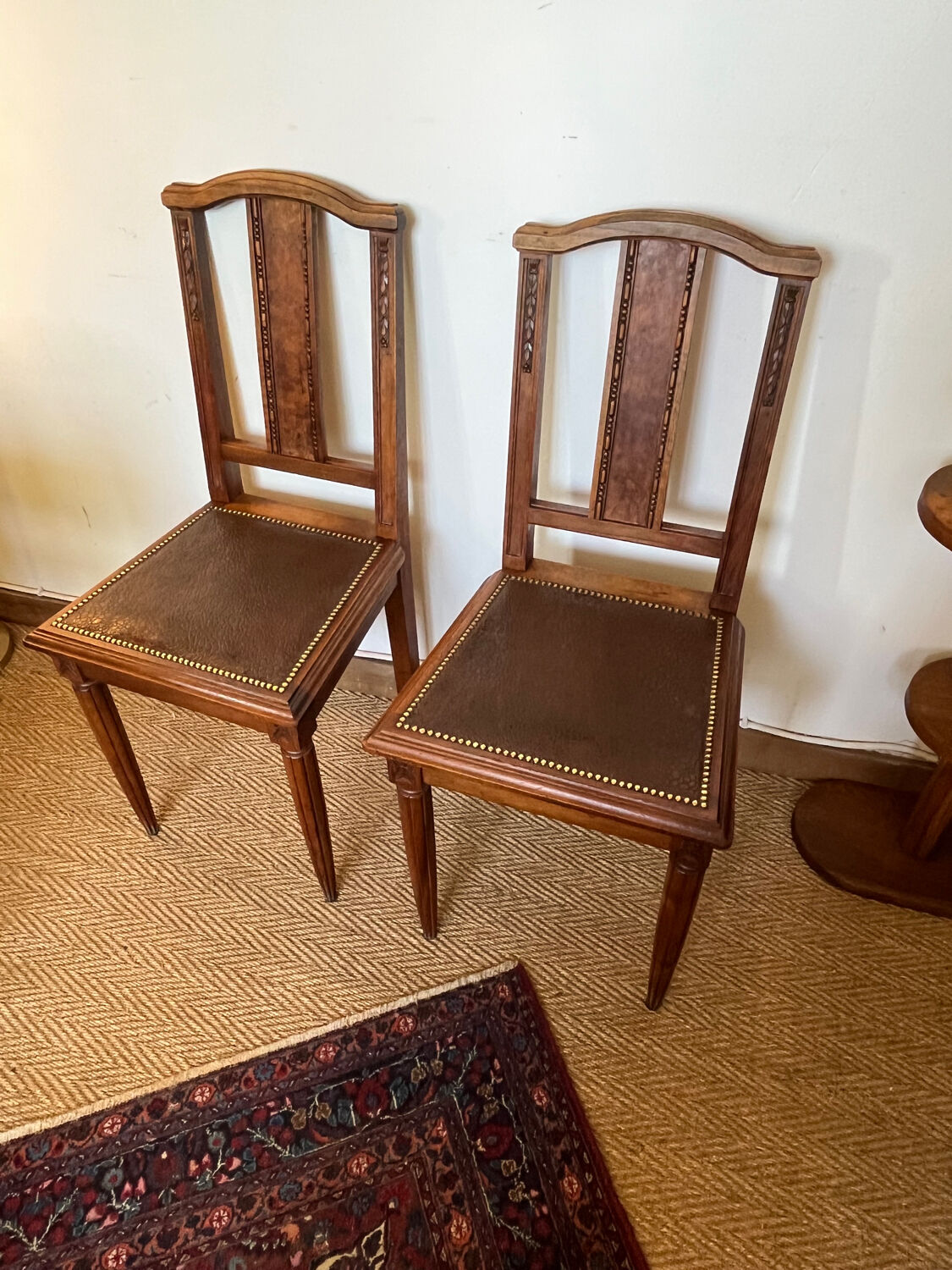 Pair of art deco style wooden chairs