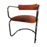 Victoria chair 70s chrome structure and terracotta-colored alacantara fabrics
