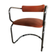 Victoria chair 70s chrome structure and terracotta-colored alacantara fabrics