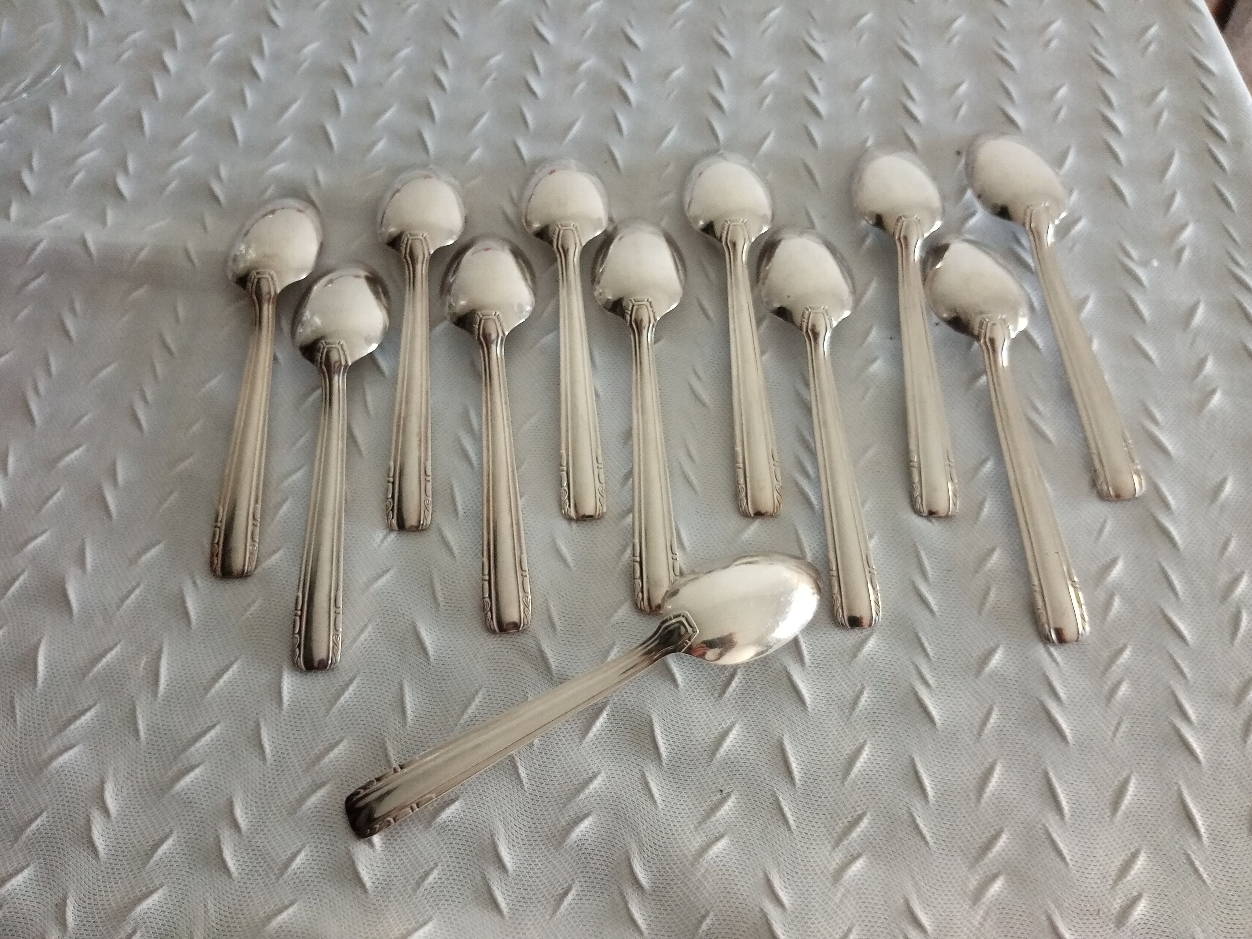 12 moka spoons in silver metal art deco