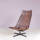 Lounge chair Rosewood with black metal cross base Hans Brattrud 1960s