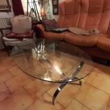 Chrome and glass coffee table (oval or rectangle)