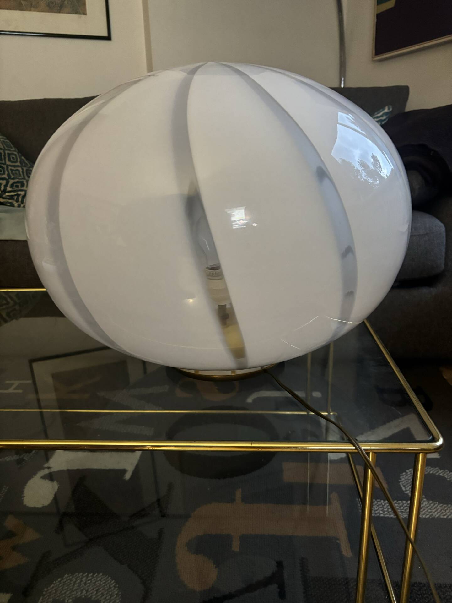 Vintage table lamp in blown glass – Organic design