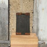 Old wooden mirror and metal angle barber shape 18th