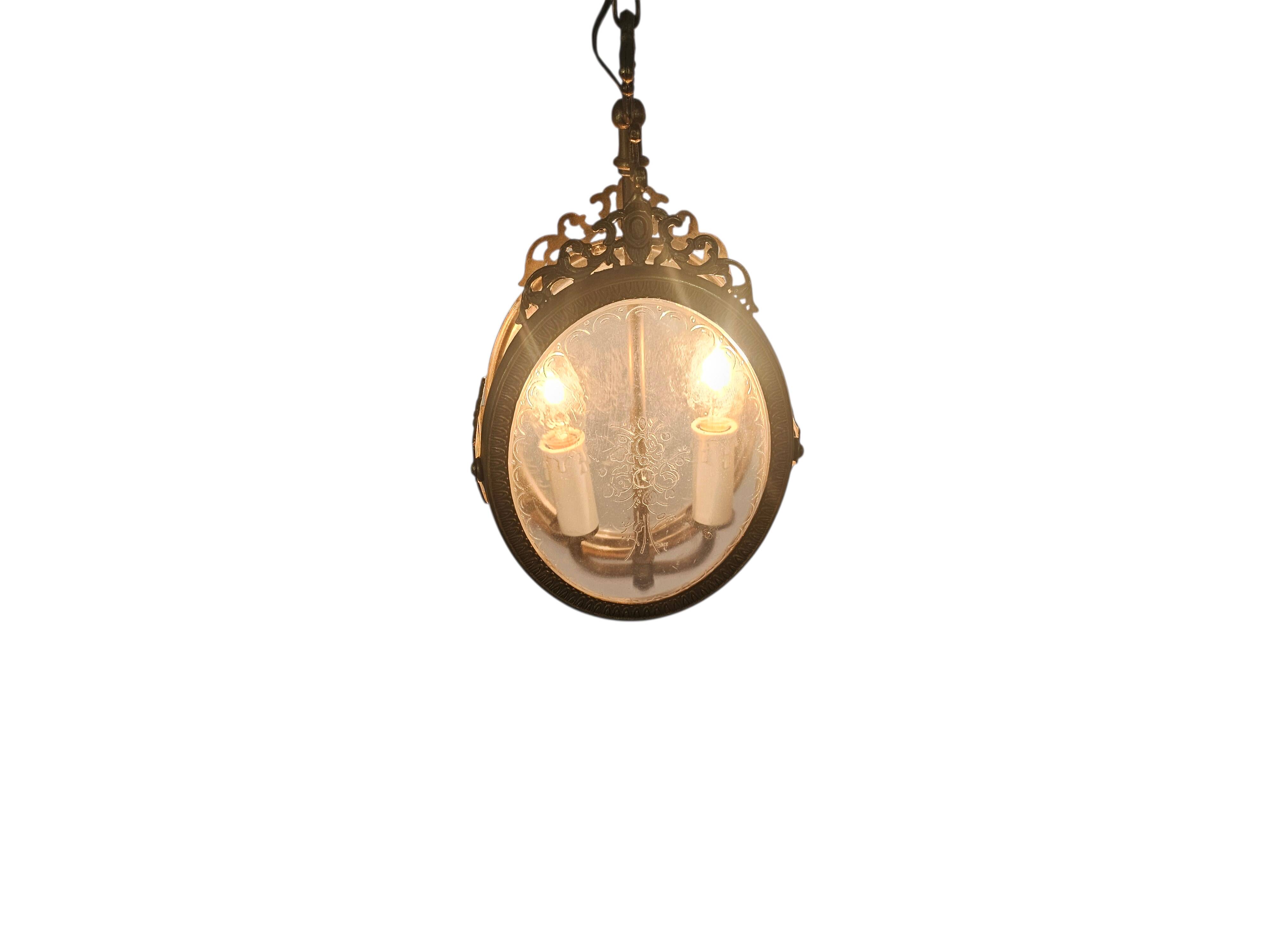 Pendant lamp - Hollywood Regency style - 'Cross' - gold-colored - gilded