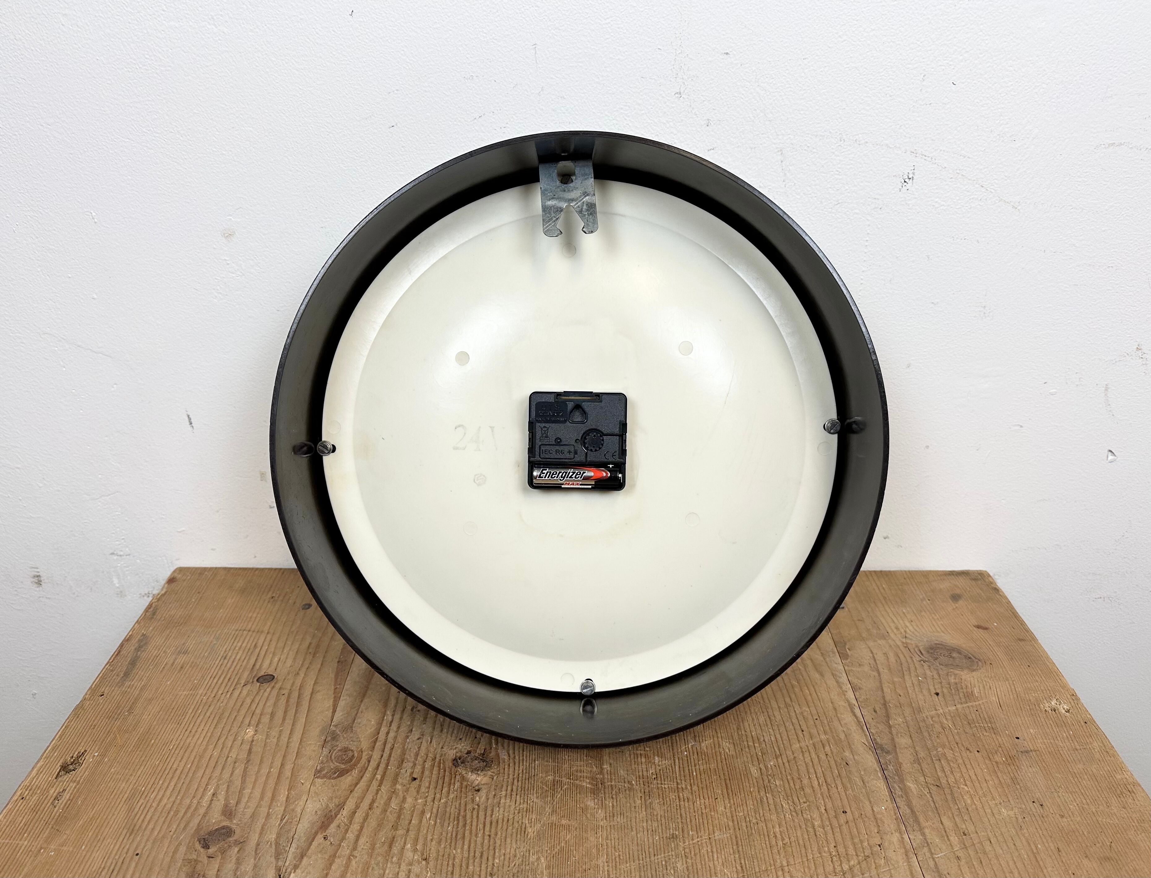 Industrial Bakelite Factory Wall Clock from Pragotron, 1960s