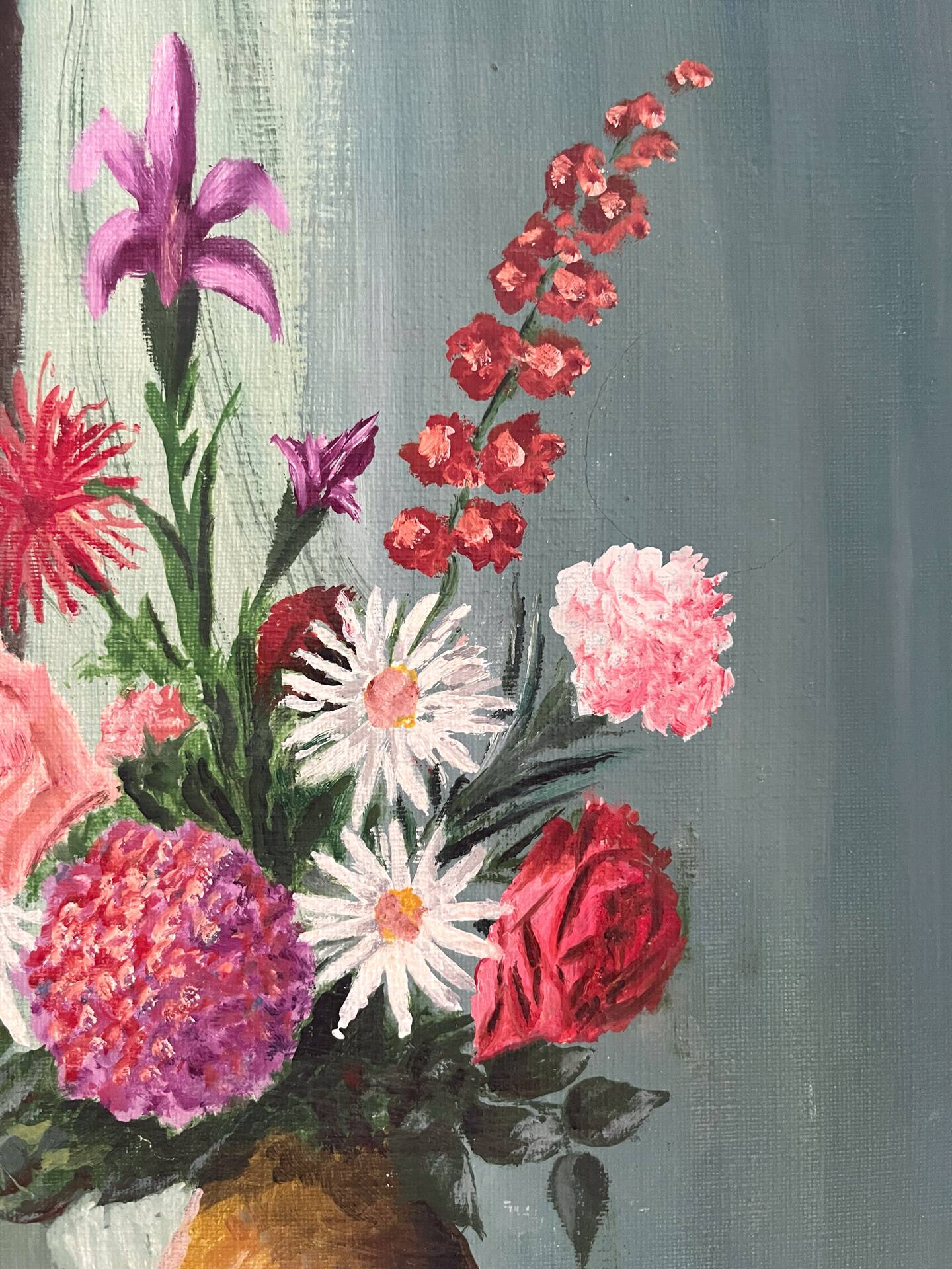 Tableau peinture sur toile bouquet de fleurs