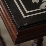 Antique Italian desk table, walnut and marble, Naples, 19th century.