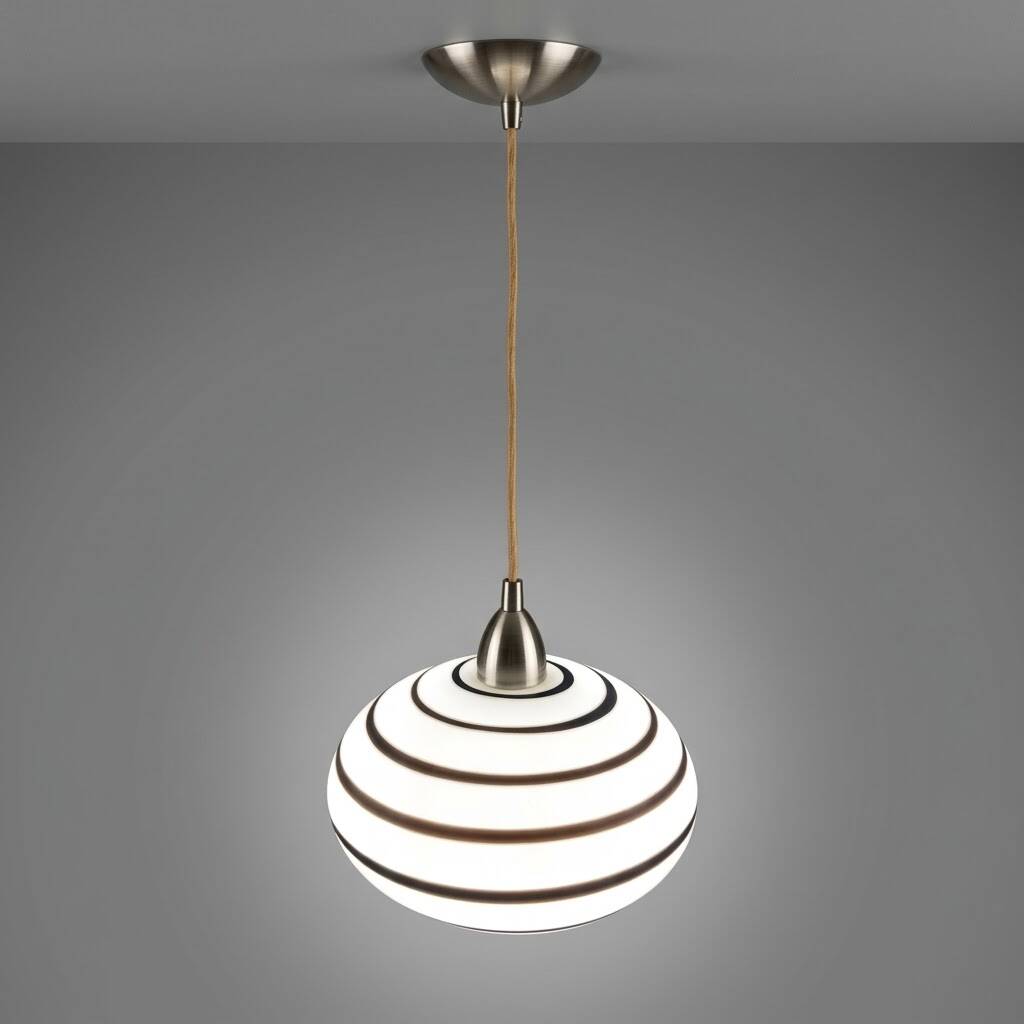 Zebra suspension, globe, Églo lights, vintage 1980s, 90s.