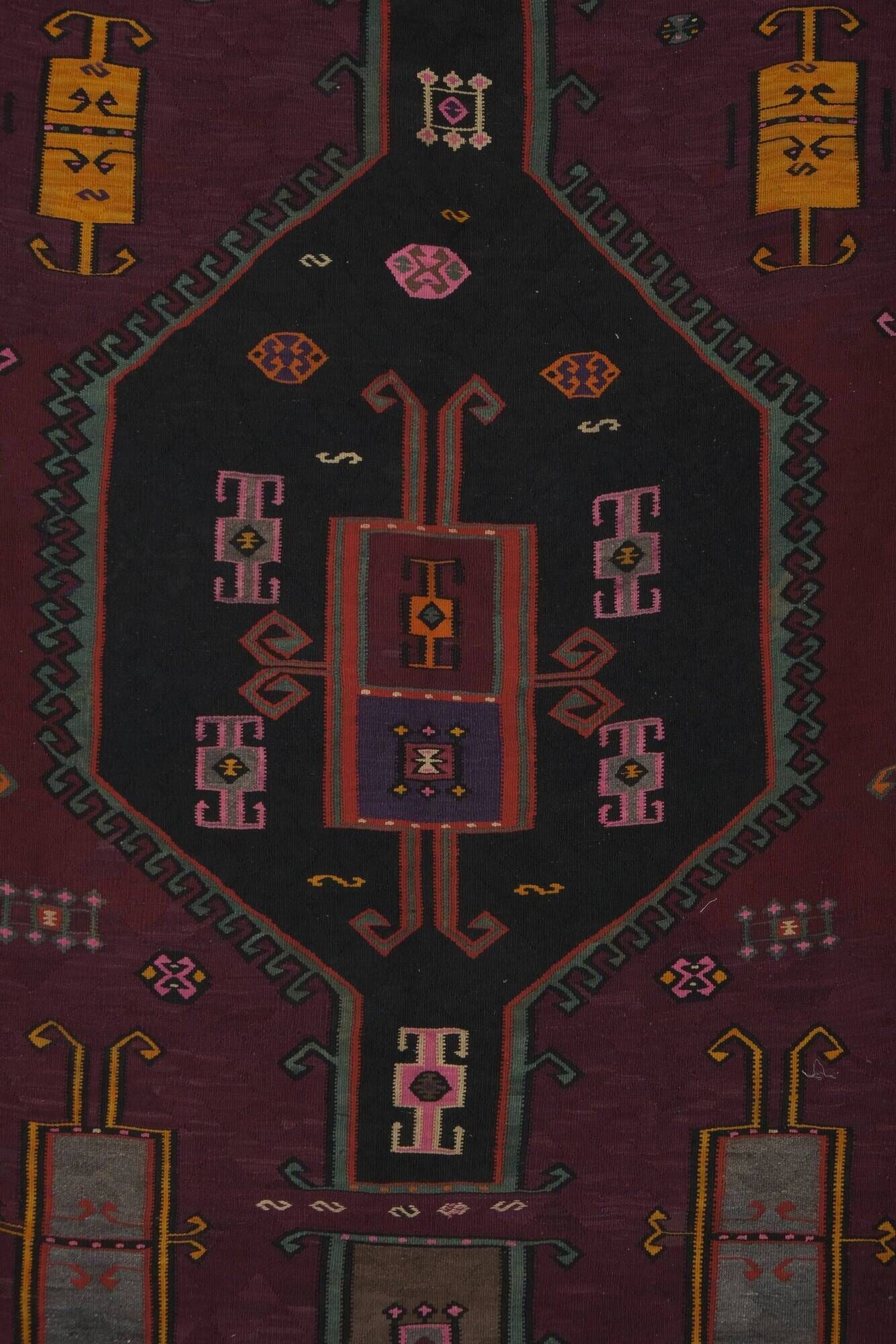Vintage Turkish hallway carpet 190x570 cm