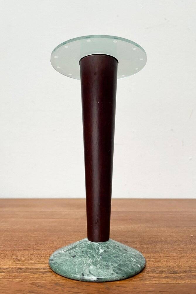 Vintage postmodern Italian wooden and stone candle holders, 1980s, set of 2.