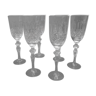 Six  flûtes à champagne en cristal signé Cristalleries de Lorraine, modèle Charlotte