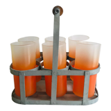 6 orangeades glasses in their basket