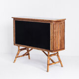 Vintage bar counter in canning and rattan. France, 50s.